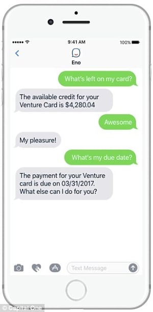 Image of a chatbot conversation in a mobile device